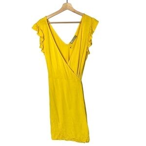 ASOS Yellow Wrap Frill Sleeve Mini Sundress 14